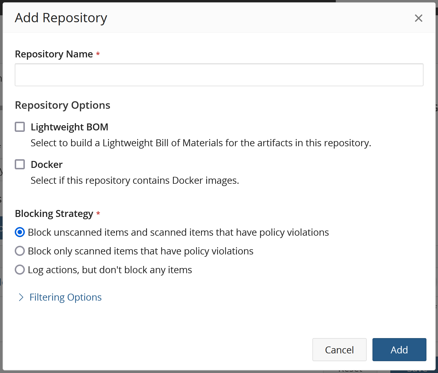 Add Repository dialog box