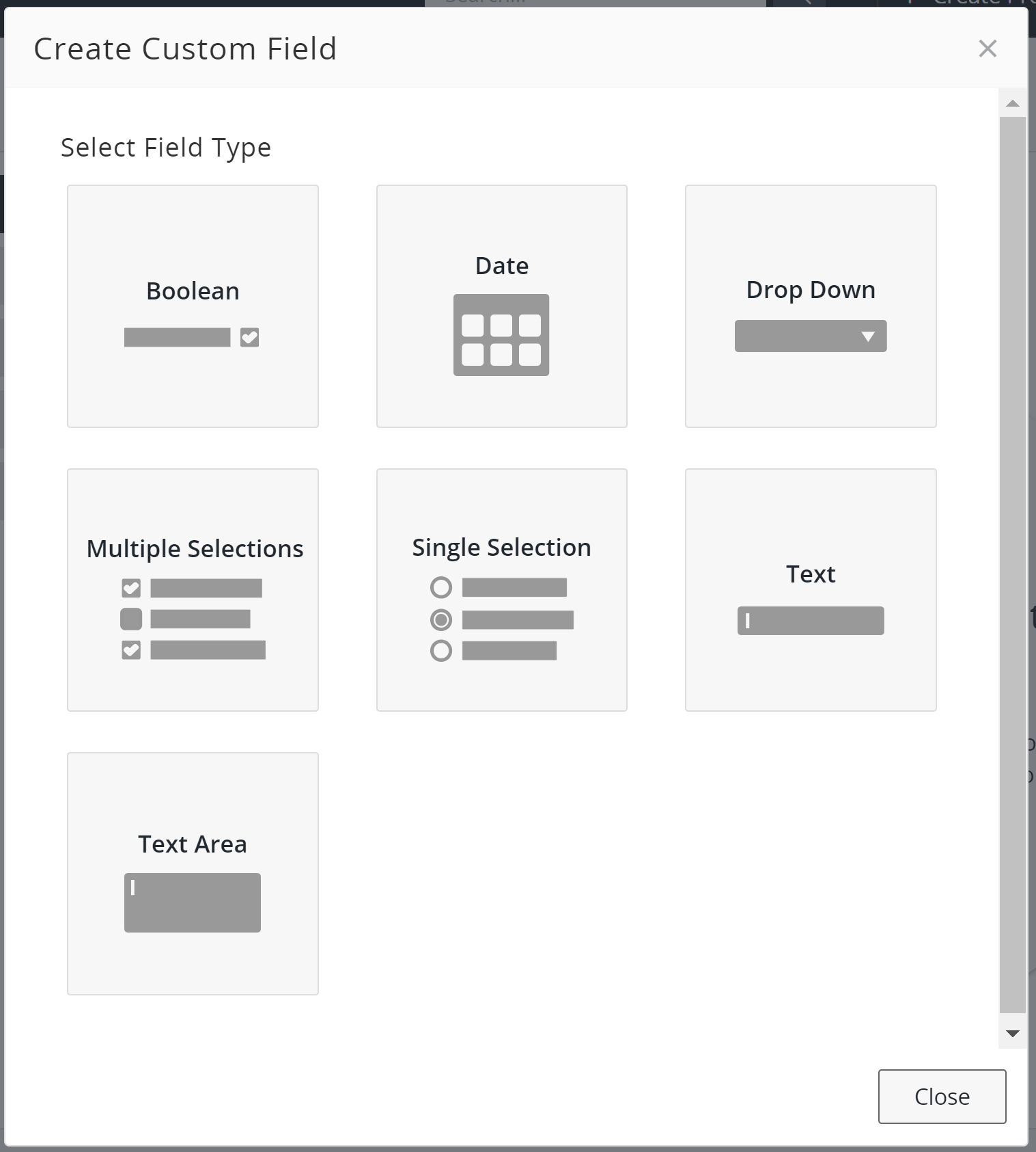 Create Custom Field dialog box