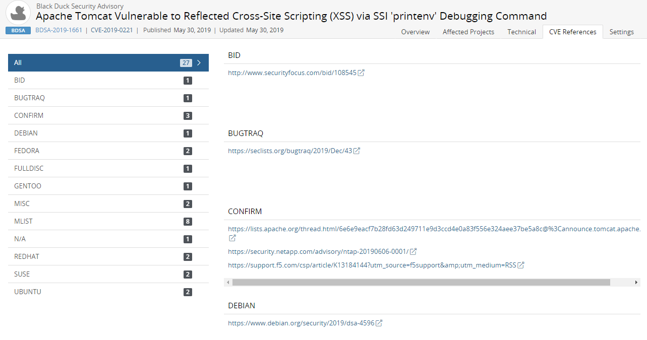 CVE References tab