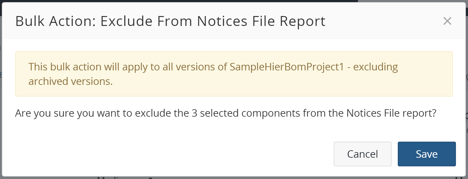 Bulk Action: Exclude From Notices File Report