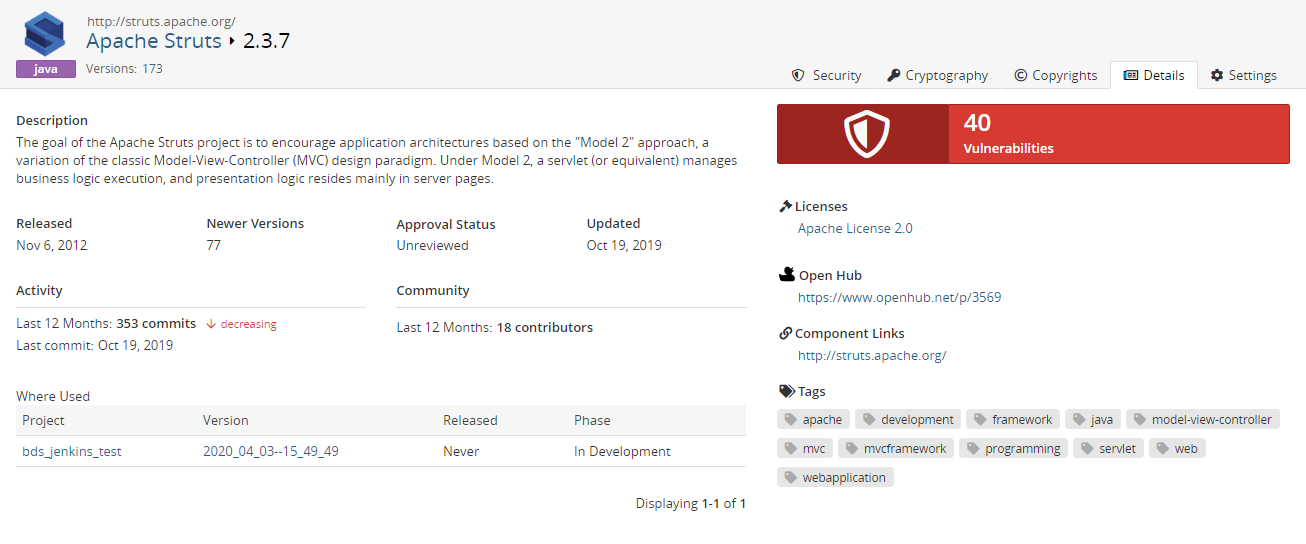 KB Component Name Version page