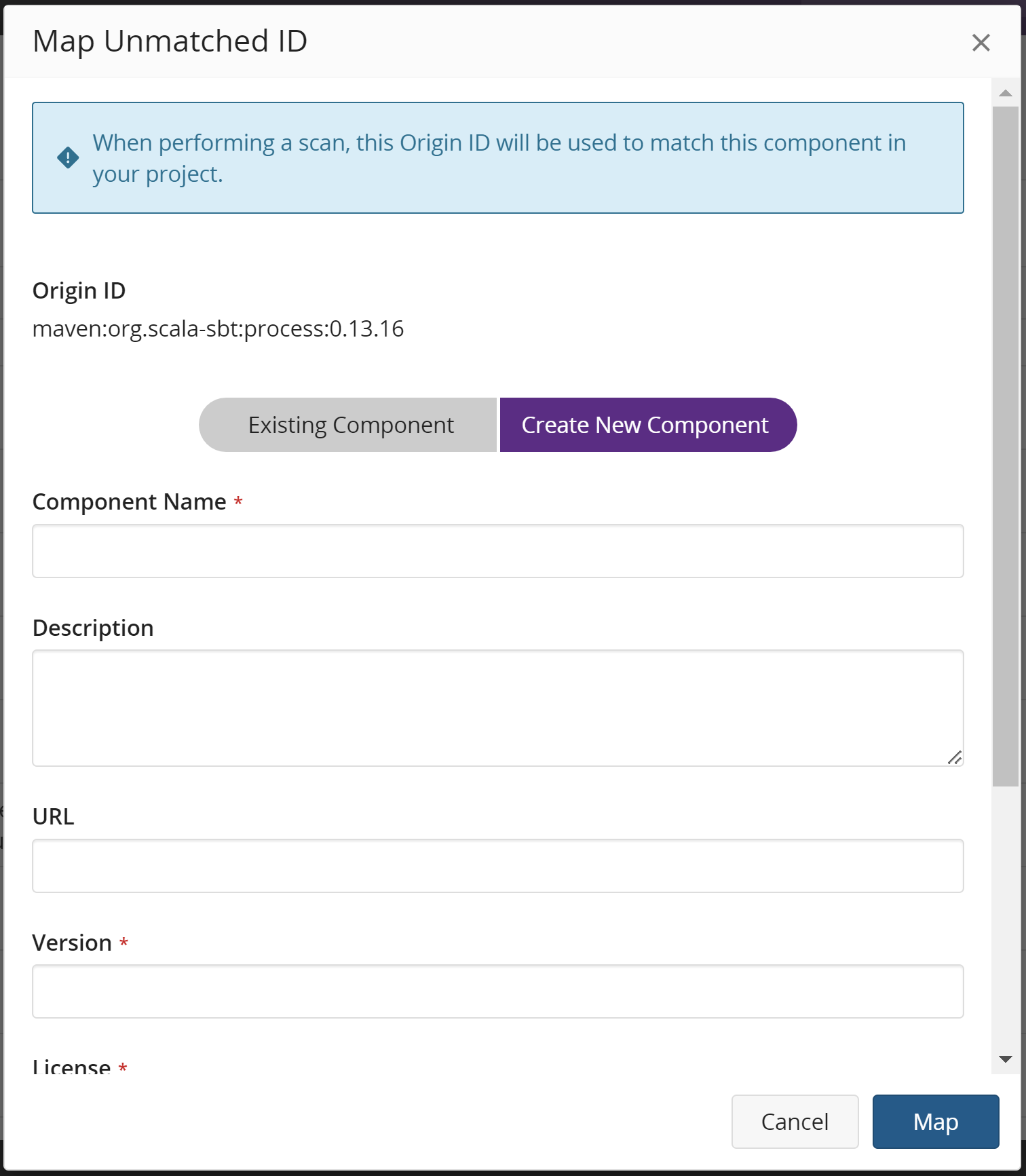 Map Unmatched ID create new component