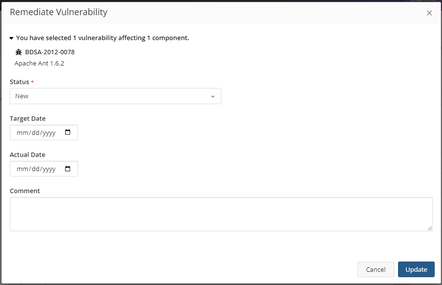 Remediate Vulnerability modal