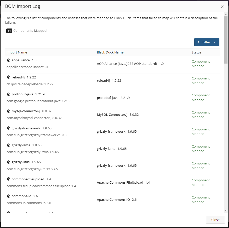 BOM Import Log